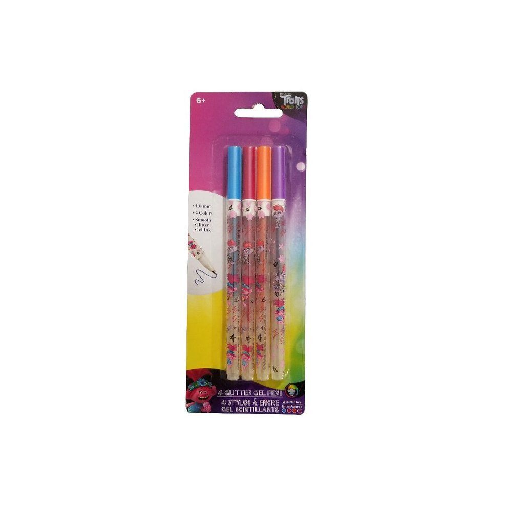 Dreamworks Trolls World Tour Glitter Gel Pen 4 Pack (Assorted Ink)